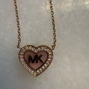 Michael Kors Rose Gold Pave Heart Necklace